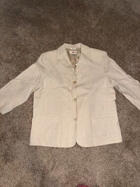 Talbots Irish linen Light Beige Women's Blazer Jacket - size 12P - NWT. B14